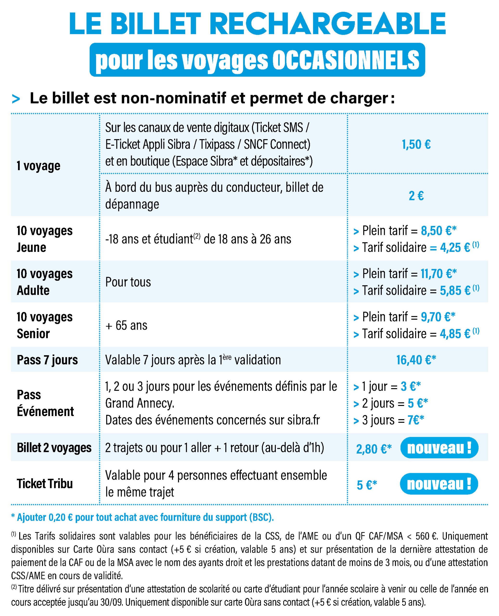 Nouveaux Tarifs - Voyages Occasionnels